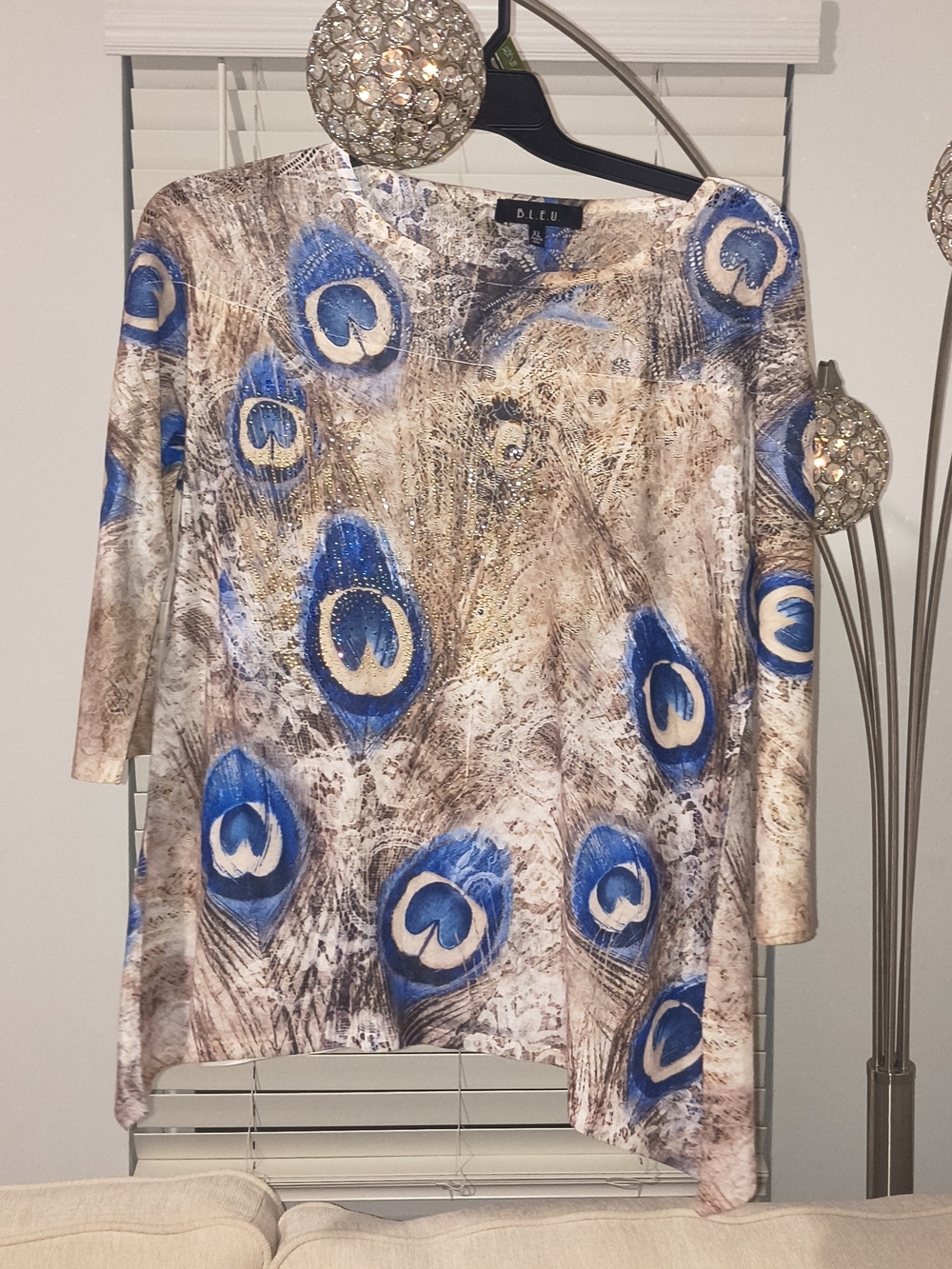 B.L.E.U  Peacock-Print Women's Top